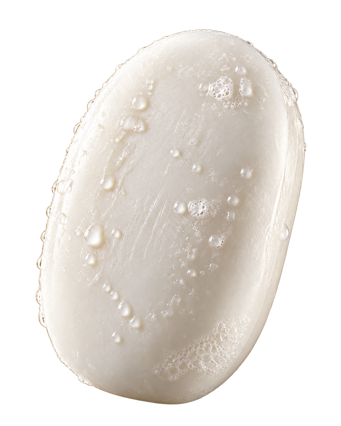 Ivory bar of soap with water beads